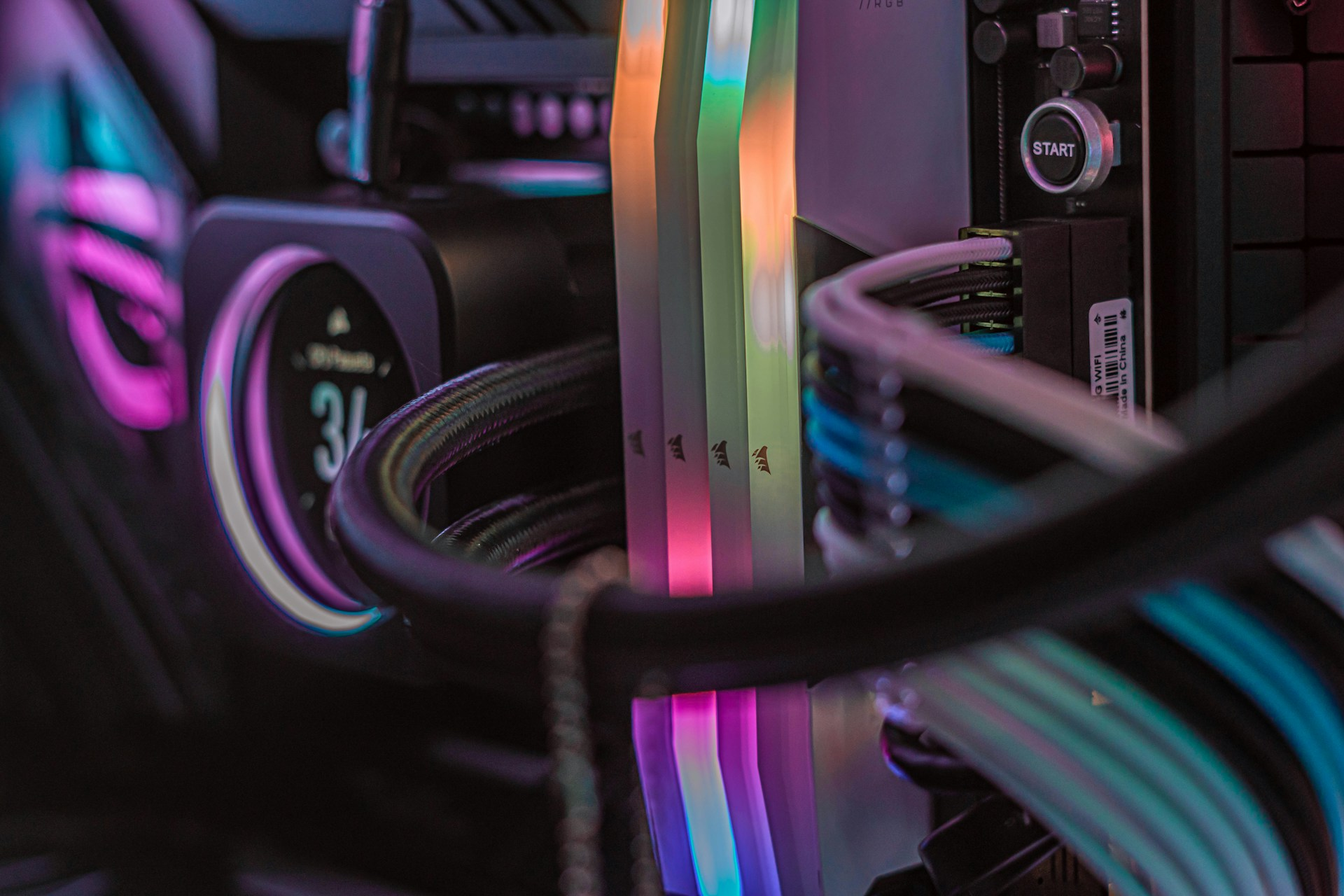 Custom-built PC with vibrant RGB lighting and high-performance components, representing tailored assembly services in Riga, Latvia, for gaming, video editing, 3D rendering, office productivity, and more.